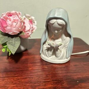 Blue and White Madonna Figurine Lamp